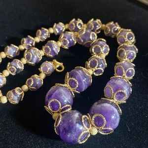 Gorgeous 14k Milor Amethyst ball necklace